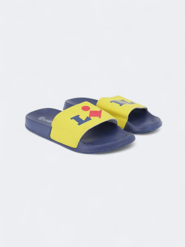 Image for Women's Printed Slippers,Navy/Yellow