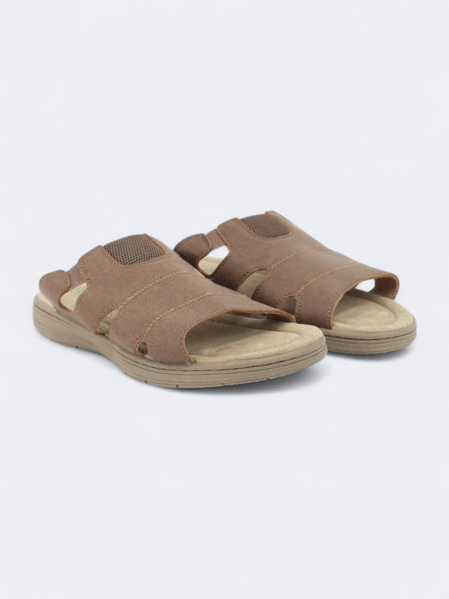 Image for Men's Textured Slippers,Brown
