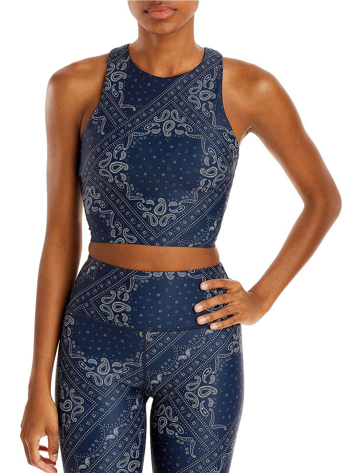 Image for Women's Printed Racerback Sports Bra,Navy