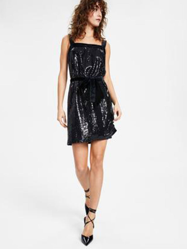 Image for Women's Sequined Mini Cocktail and Party Dress,Black