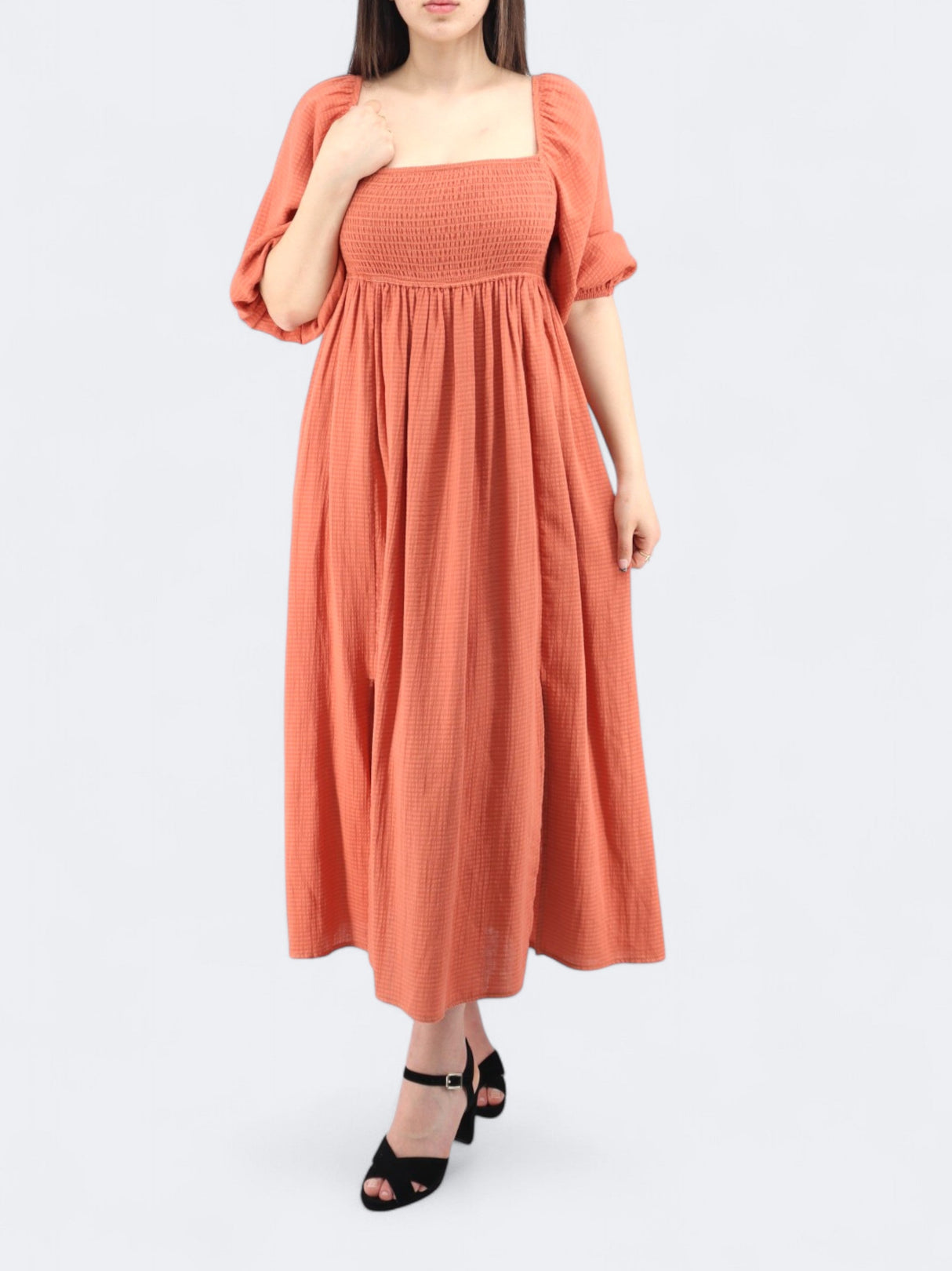 Image for Women's Square Plaid Dress,Orange