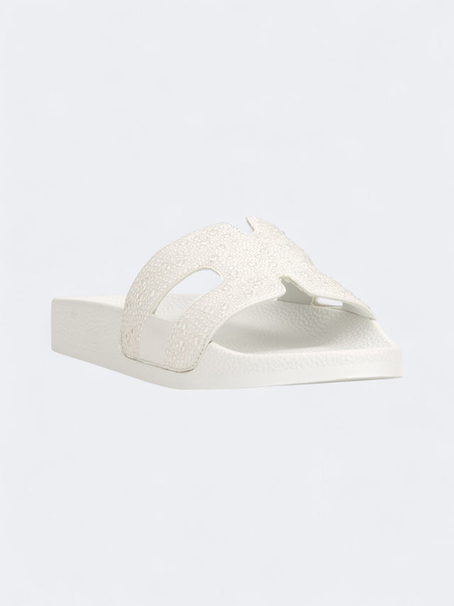 Image for Women's Embellished Slippers,White