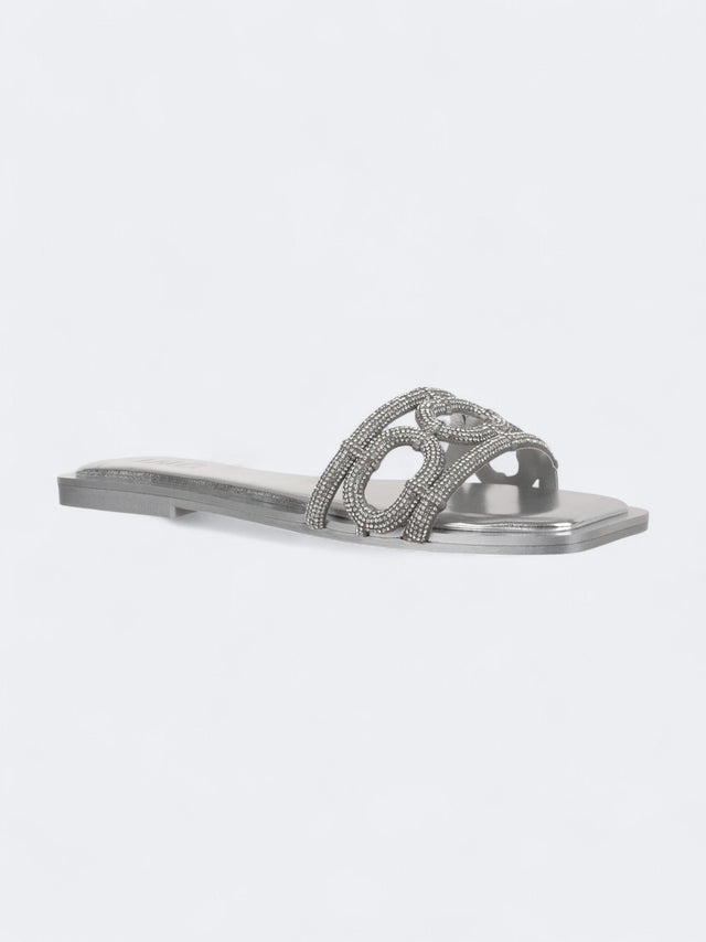 Image for Women's Textured Crystal Slipper,Silver