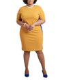Image for Women's Plain Crepe Elbow Bodycon Dress,Yellow