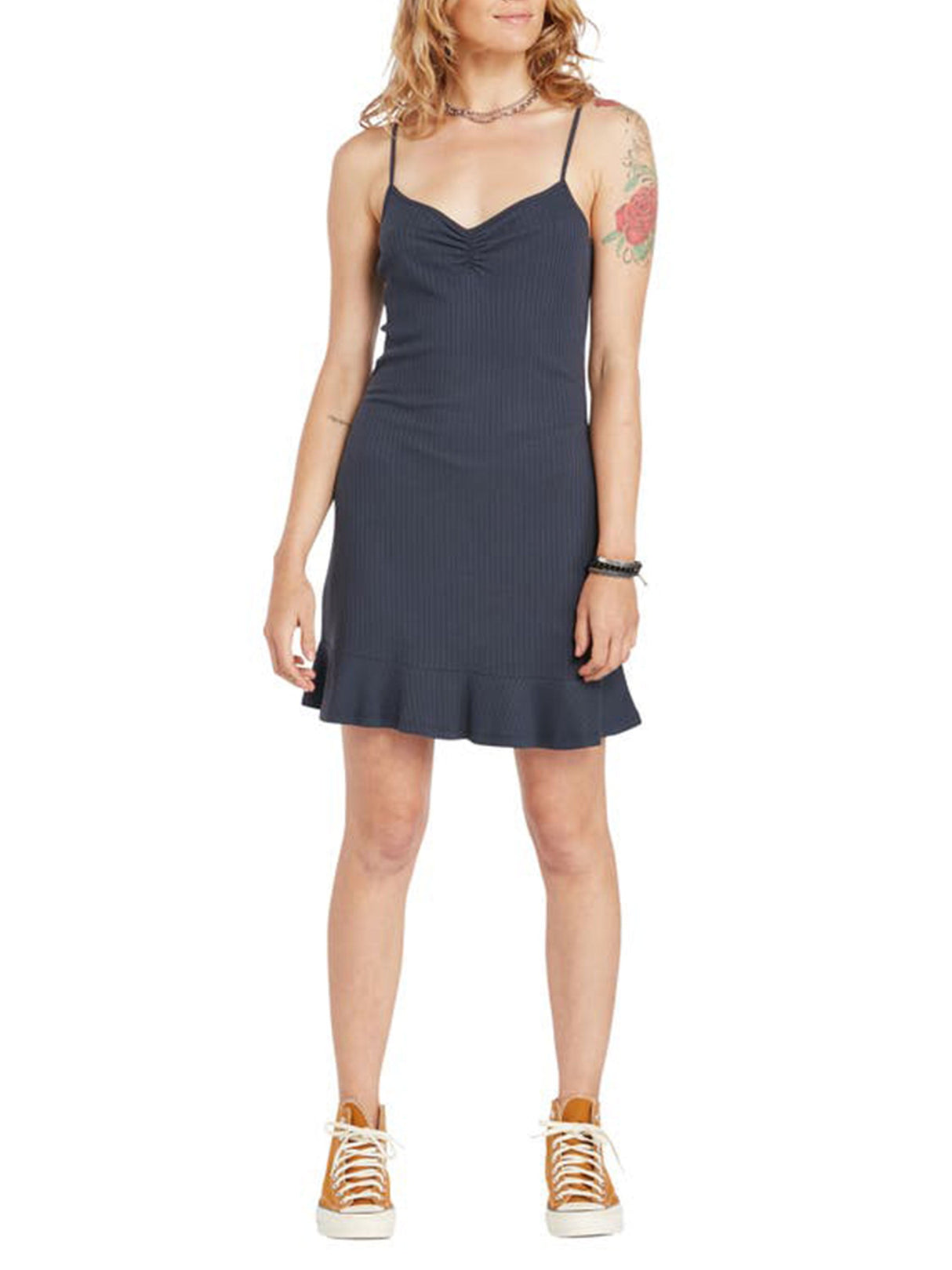 Image for Women's Ribbed Plain Dress,Navy