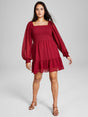 Image for Women's Smocked Mini Dress,Burgundy