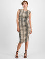 Image for Women's Snake Printed  Ruched Mesh MIDI Dress,Snake