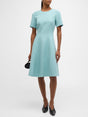 Image for Women's Plain Wool & Silk Short Sleeve Dress,Aqua