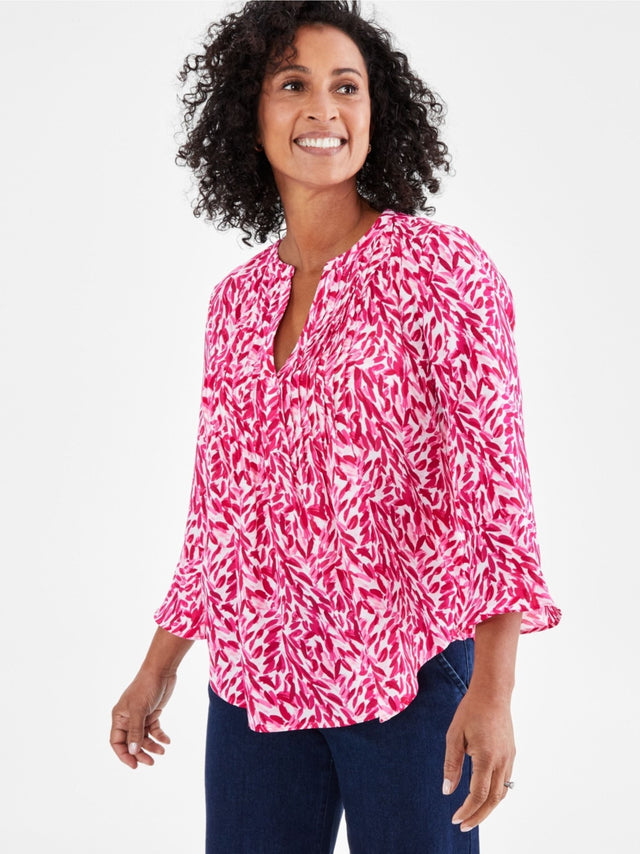 Image for Women's Floral Printed Ruffle Sleeve Top,Pink