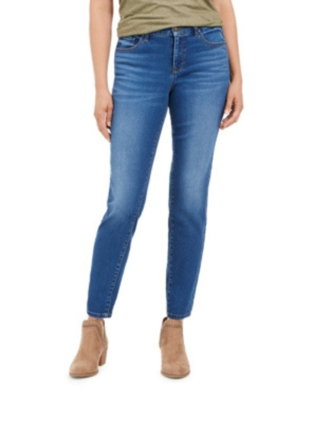 Image for Women's Textured Curvy Fit Skinny Jeans,Blue