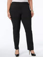 Image for Women's Plain Plus Size Tummy Control Pull On Slim Leg Pants,Black