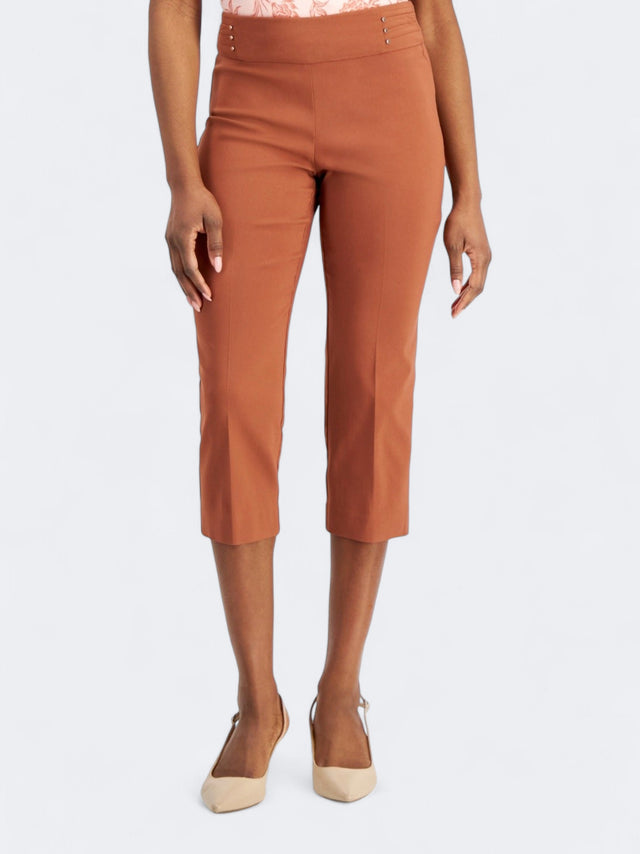 Image for Women's Embellished Capri Pants,Brown