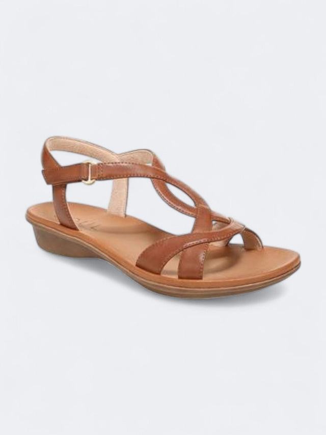 Image for Women's Textured Solo Sandals,Brown