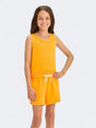 Image for Kid's Girl's Ribbed French Terry Romper,Orange