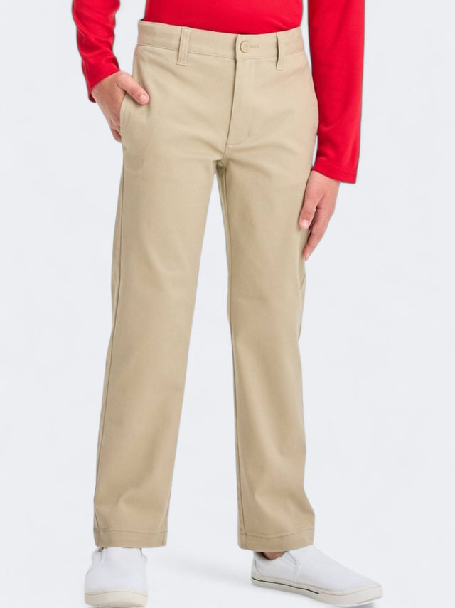 Image for Kid's Boy's Plain Straight Fit Uniform Pants,Beige