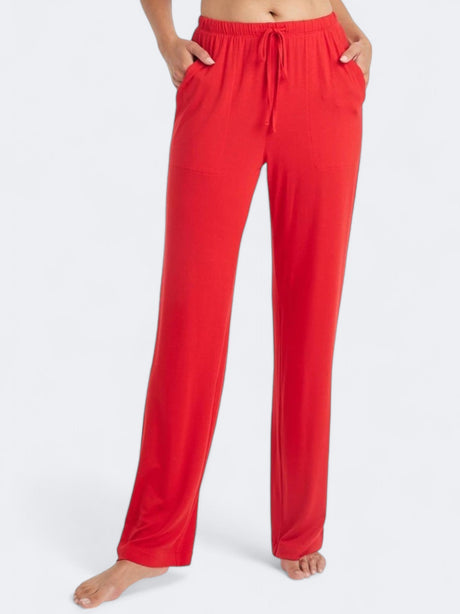 Image for Women's Plain Cloud Knit Pajama Pants,Red