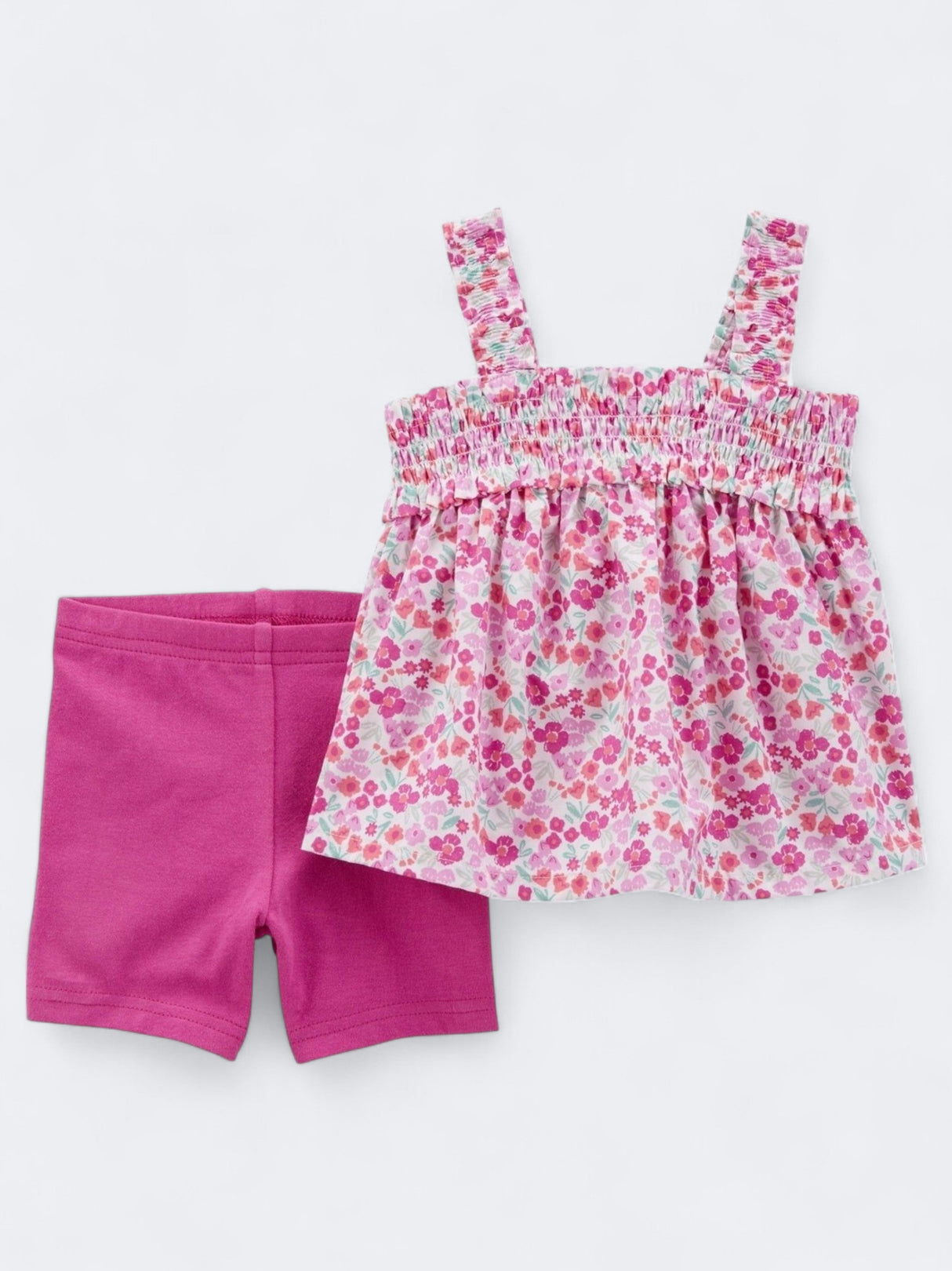 Image for Kid's Girl's Floral Printed T-Shirt With Plain Short,Pink