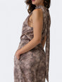 Image for Women's Animal Printed Mock Top,Brown