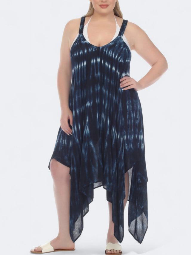 Image for Women's Printed Plus Size Midi Dress,Navy