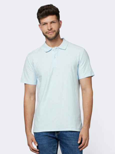 Image for Men's Plain Polo Collar Casual T-Shirt,Light Blue