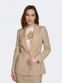 Image for Women's Textured Linen Blend Cinch Waist Blazer,Beige
