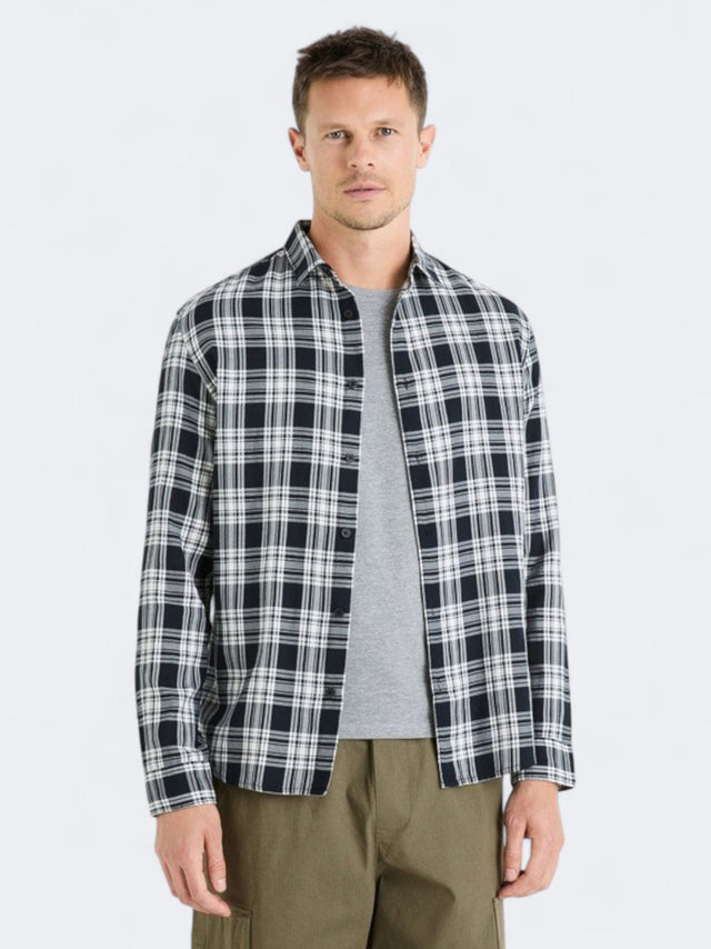 Image for Men's Plaid Shirt,White/Black