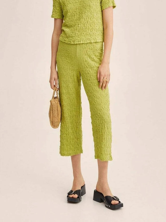 Image for Women's Textured Wrinkled Pants,Light Green