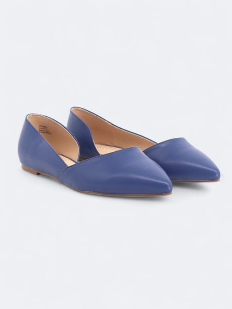 Image for Women's Plain Leather Wide Width Cortni Flat Bellerinas,Navy