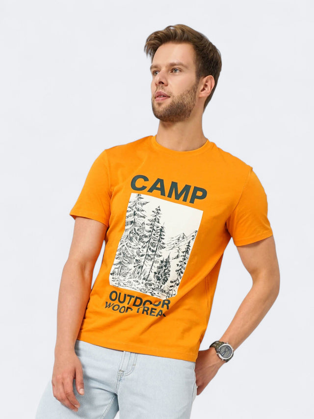 Image for Men's Graphic Printed T-Shirt,Orange
