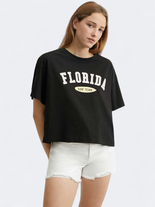 Image for Women's Graphic Embroidered T-Shirt,Black