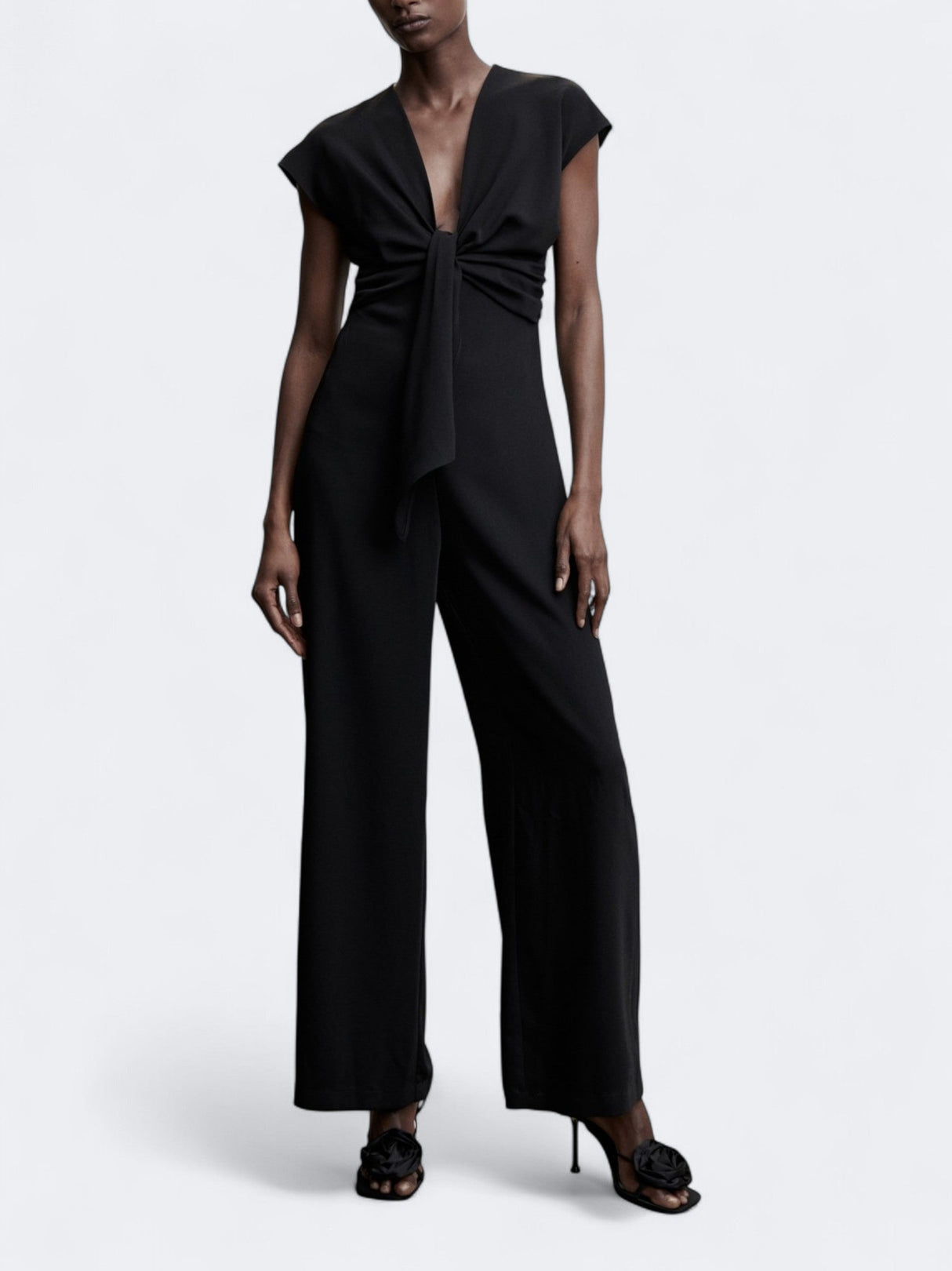 Image for Women's Plain  Knot Jumpsuit,Black