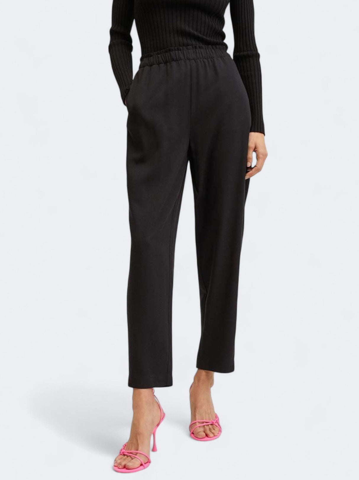 Image for Women's Plain Fluido High Waist Wide Leg Pants,Black