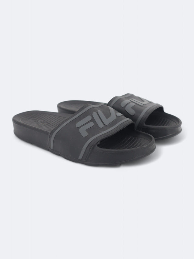 Image for Men's Brand Logo Printed Slippers,Black