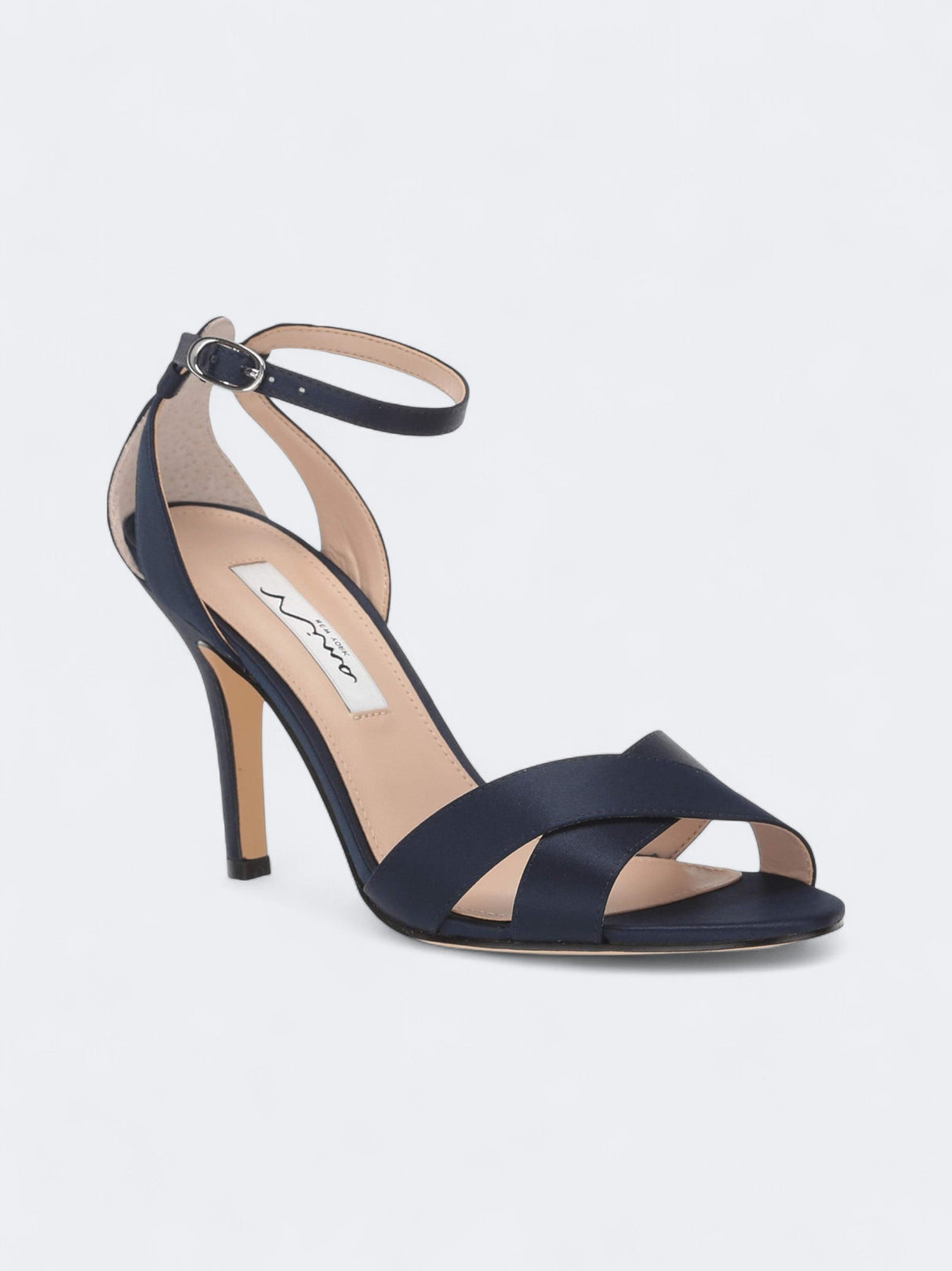 Image for Women's Satin Venus Crisscross Stiletto Evening Shoes,Navy