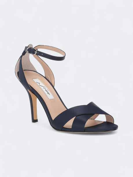 Image for Women's Satin Venus Crisscross Stiletto Evening Shoes,Navy