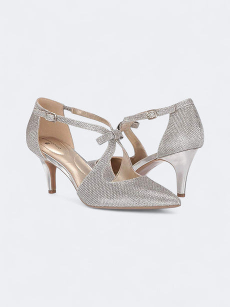 Image for Women's Textured High Heeled Shoes,Silver