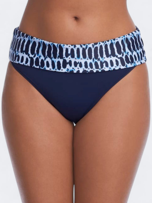 Image for Womens Printed Kotu Fold Bikini Briefs Bottoms,Navy