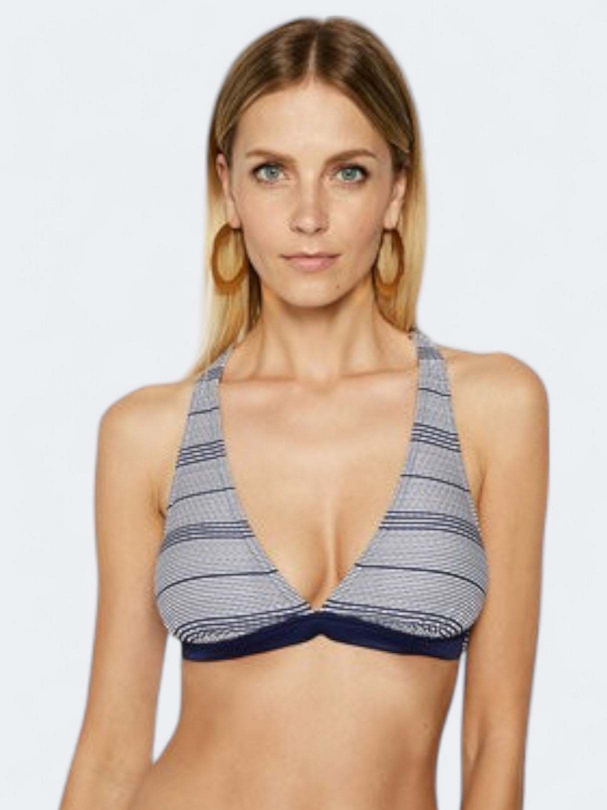 Image for Women's Striped Bikini Top,White/Navy