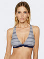 Image for Women's Striped Bikini Top,White/Navy