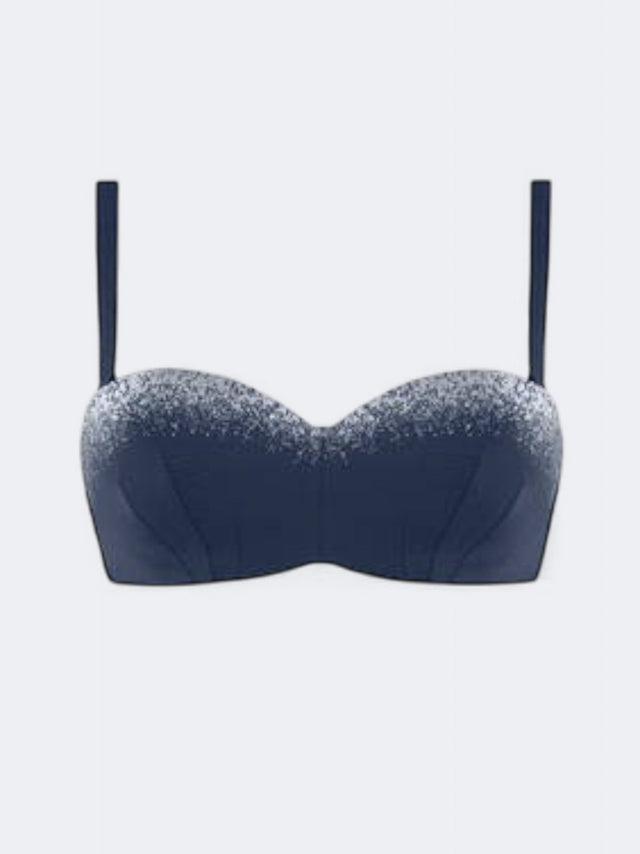 Image for Women's Printed Bikini Top,Navy/Silver