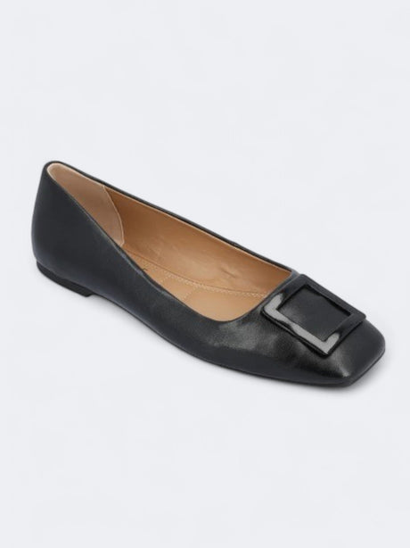 Image for Women's Plain Zimia Buckle Flat Bellerinas,Black