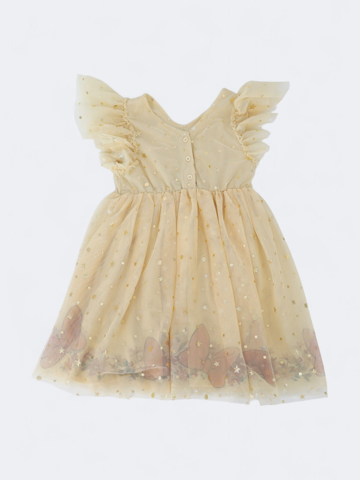 Image for Kids Girl's Printed Dress,Inner Lining,Sheer Tulle Overlay,Yellow