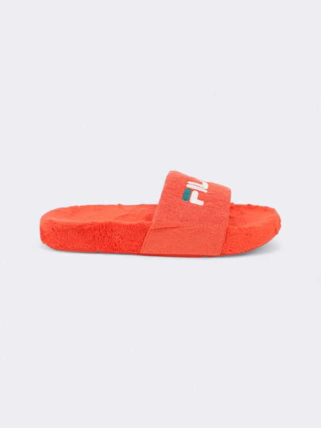 Image for Women's Brand Logo Printed Faux Fur Slippers,Orange