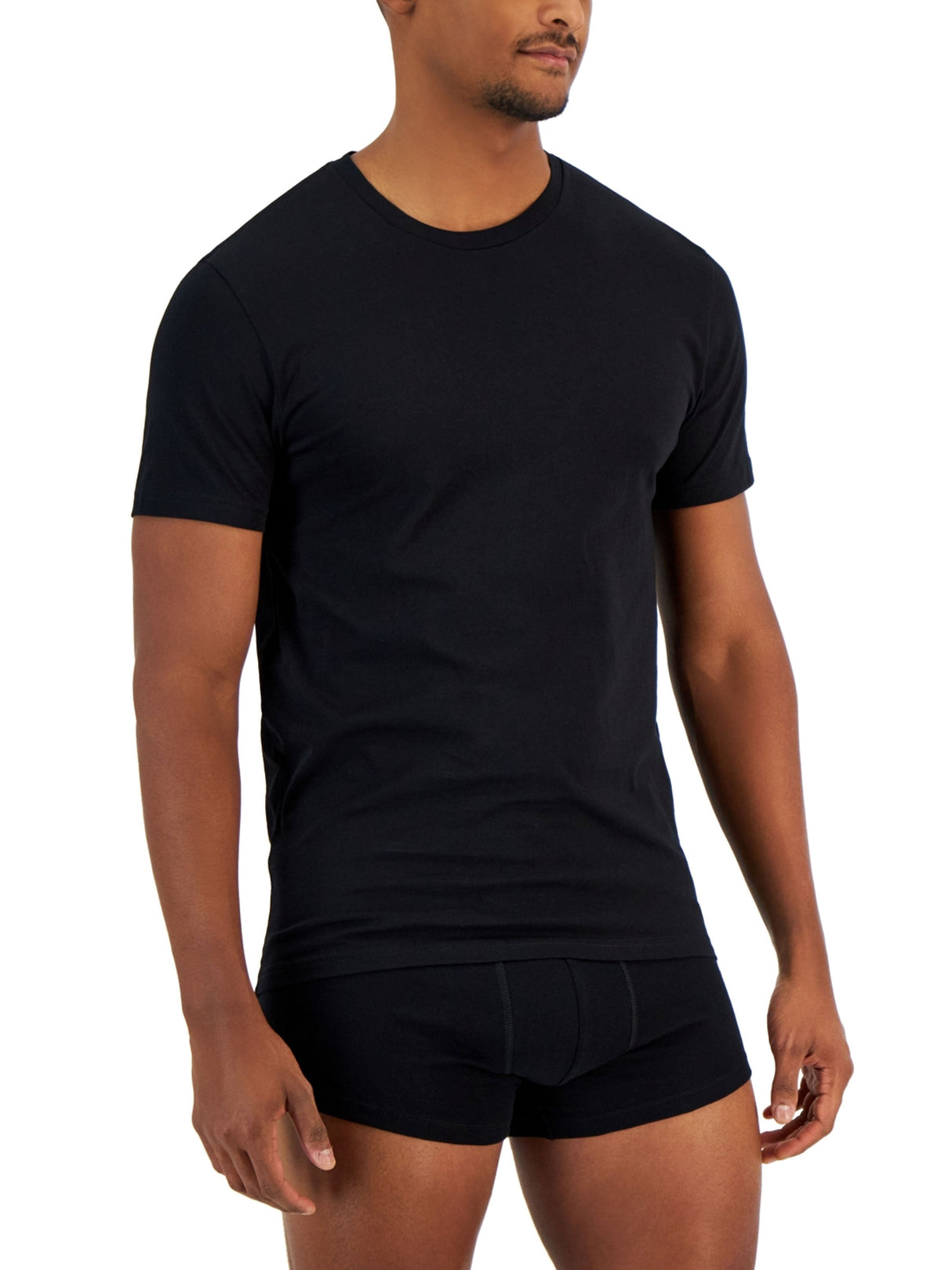Image for Men's 4 Pack. Classic-Fit Solid Cotton Undershirts,Black