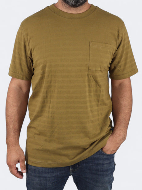 Image for Men's Striped T-Shirt,One Pocket,Olive Green