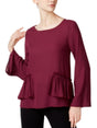 Image for Women's Ruffled Plain  Shirt,Wine