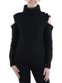 Image for Women's Knitted Cold Shoulder Sweaters,Black