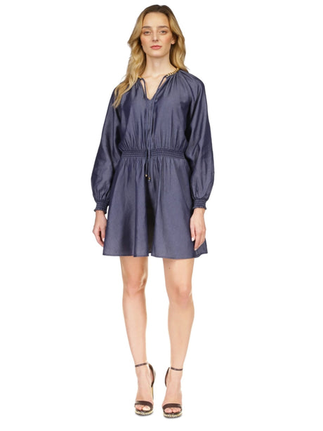Image for Women's Elastic Waist Ruffled Dress,Indigo