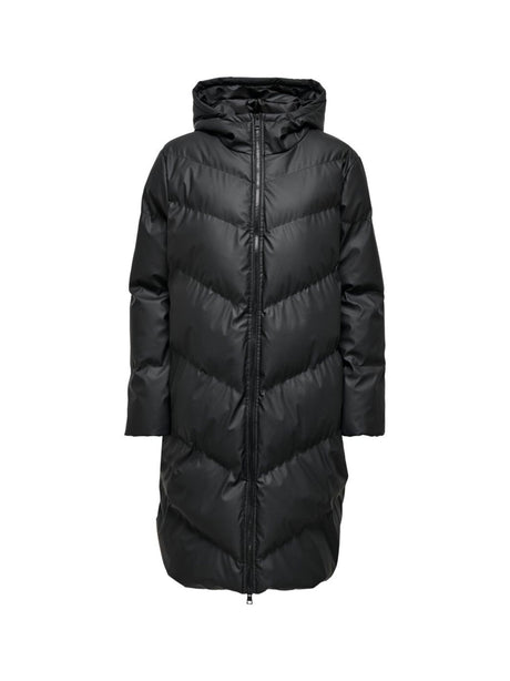 Image for Women's Plain Solid Puffer Coat,Black
