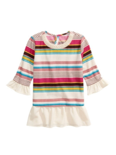 Image for Kids Girl's Ruffled Colorblocked Striped Sweaters,Multi